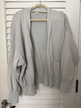 Babaa No 16 Smoked Salt (Light Gray) Open Cardigan with Front Pockets One Size